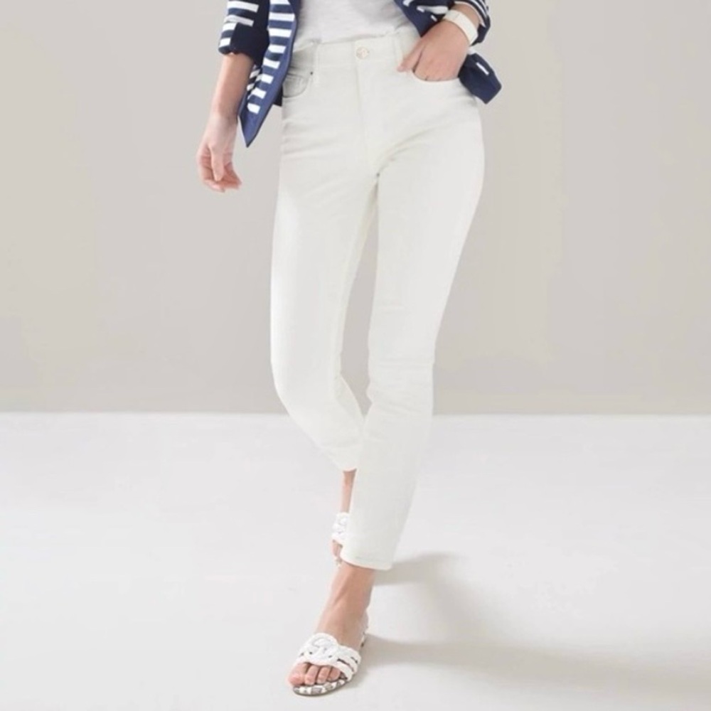 WHBM High-Rise Sculpt Ankle Skinny Jeans Women’s Size 14 Tummy Smoothing White